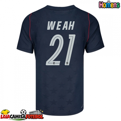 Camisa de Futebol Estados Unidos Timothy Weah #21 Equipamento Secundário Mundo 2026 Manga Curta